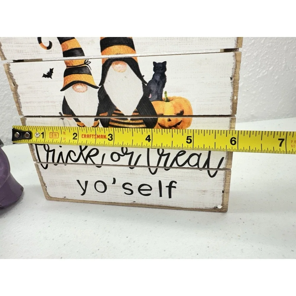 Halloween Gnome Decor Lot 6 Witch Gnomes Dangly Legs Pumpkins Skulls
